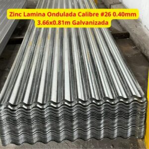 Zinc Lamina Ondulada Calibre #26 0.40mm 3.66x0.81m Galvanizada