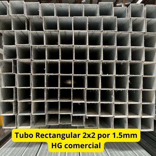 Tubo Rectangular 2x2 por 1.5mm HG comercial