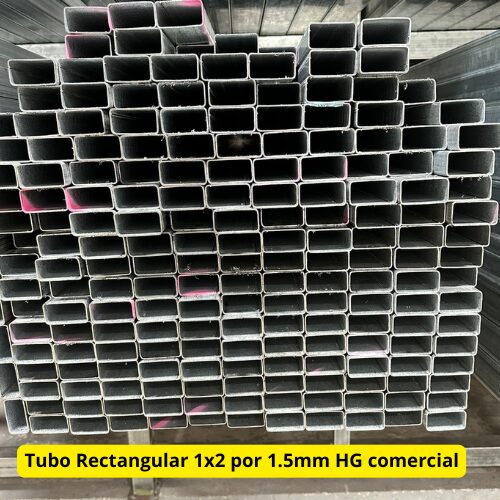 Tubo Rectangular 1x2 por 1.5mm HG comercial