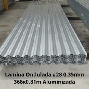 Zinc, Lamina Ondulada #28 0.35mm 366x0.81m Aluminizada